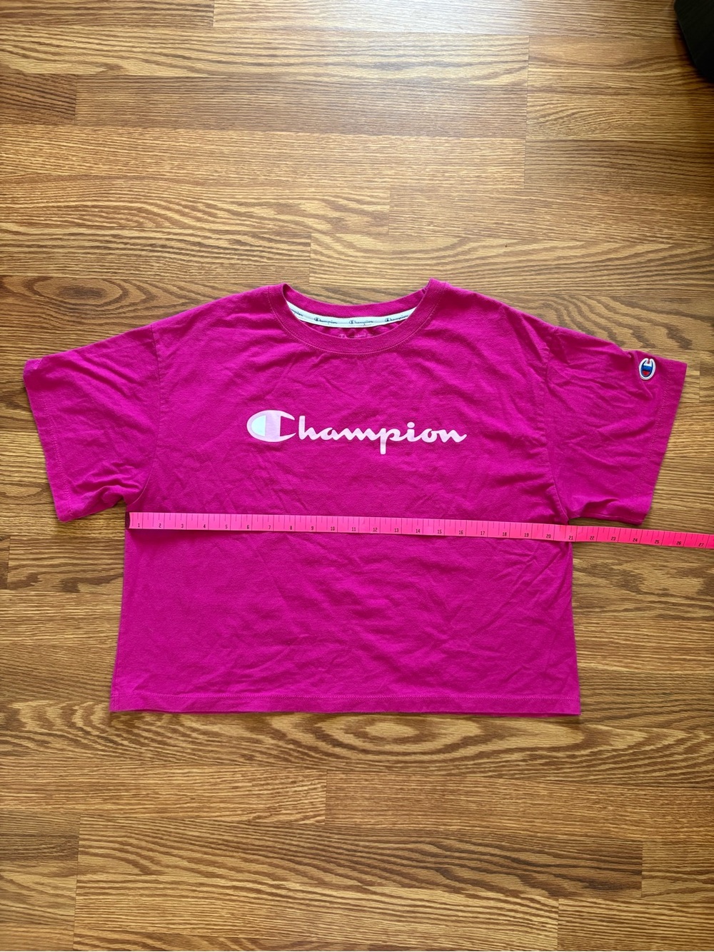 Champion Pink Logo Crop Tee